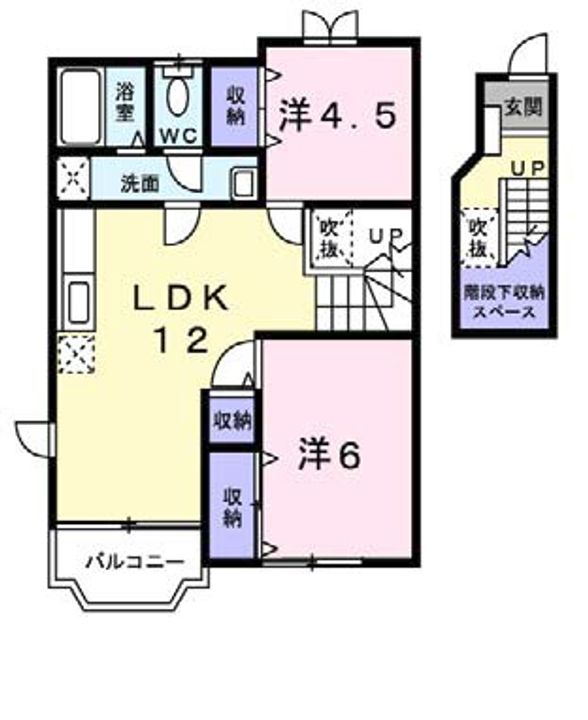 徳島県阿南市羽ノ浦町中庄神木(アパート)の賃貸物件の間取り