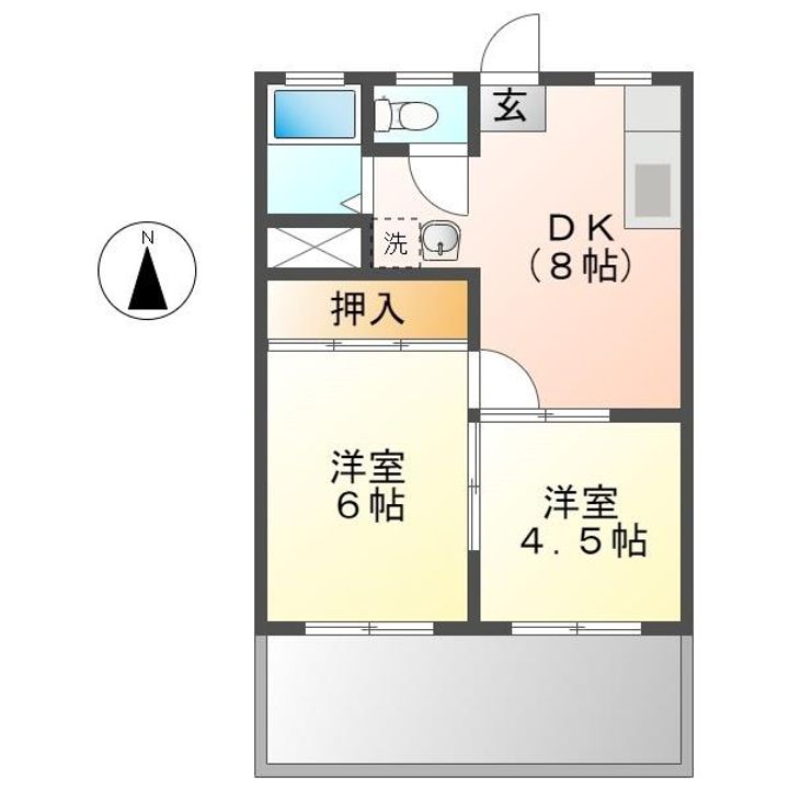 岡山県玉野市田井5(アパート)の賃貸物件の間取り