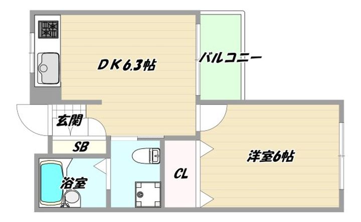 大阪府大阪市淀川区西中島1(マンション)の賃貸物件の間取り