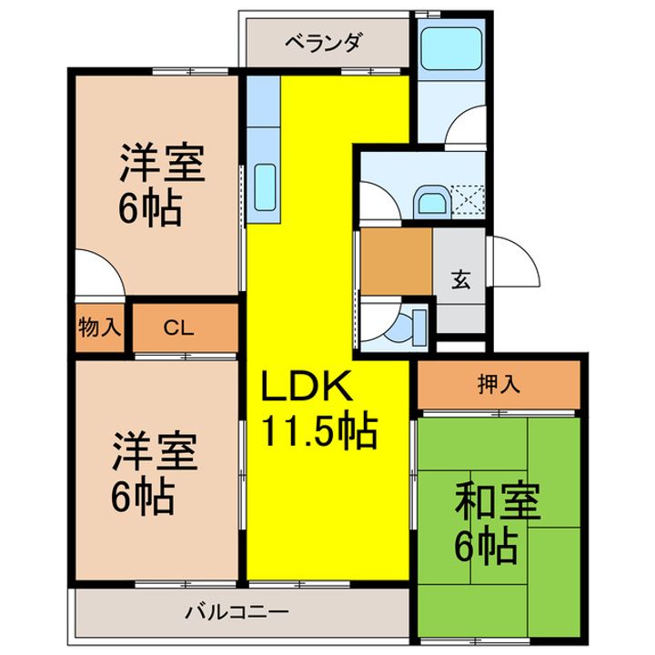 茨城県古河市宮前町(マンション)の賃貸物件の間取り