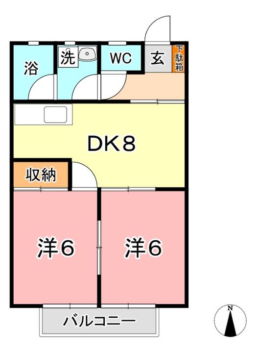 岡山県倉敷市沖新町の賃貸アパートの間取り