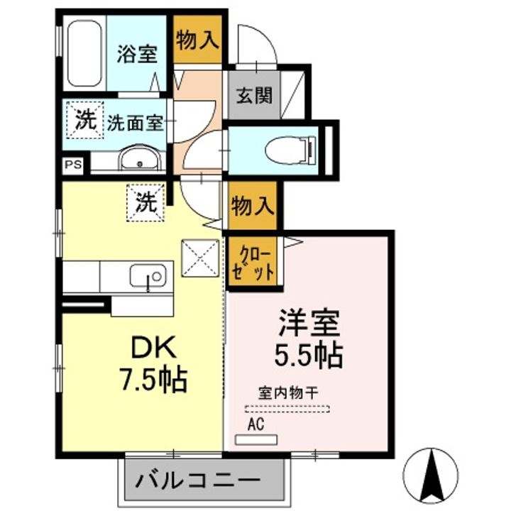 福島県いわき市内郷御台境町鬼越(アパート)の賃貸物件の間取り