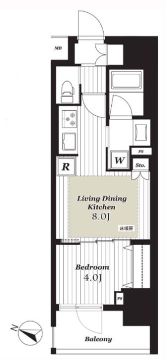 東京都千代田区岩本町2(マンション)の賃貸物件の間取り