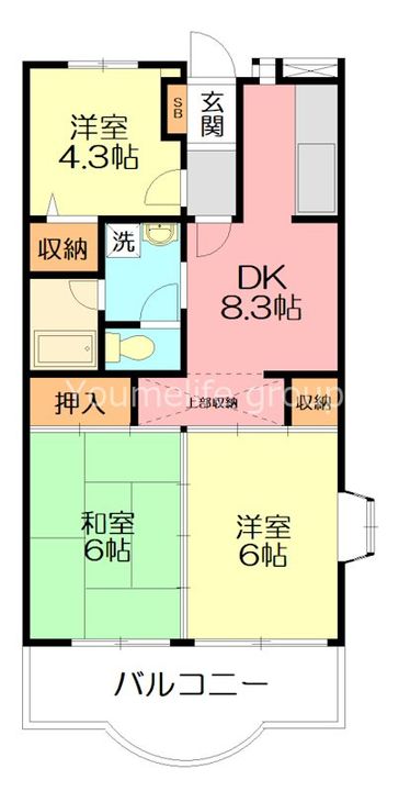神奈川県茅ヶ崎市本宿町(マンション)の賃貸物件の間取り