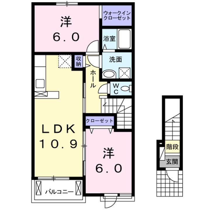 徳島県阿南市住吉町宮ノ北(アパート)の賃貸物件の間取り