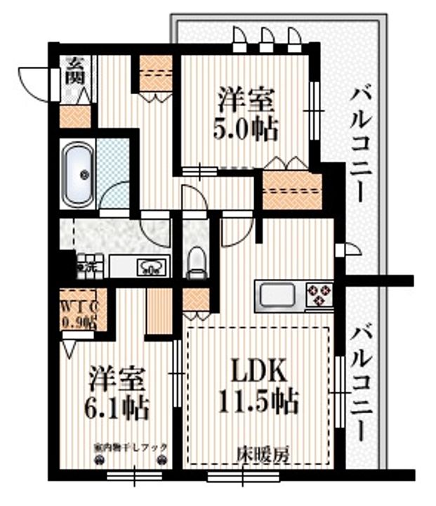 神奈川県川崎市麻生区王禅寺西8(マンション)の賃貸物件の間取り