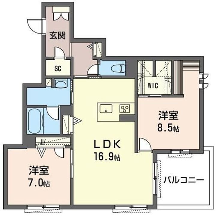 埼玉県新座市野火止6(マンション)の賃貸物件の間取り