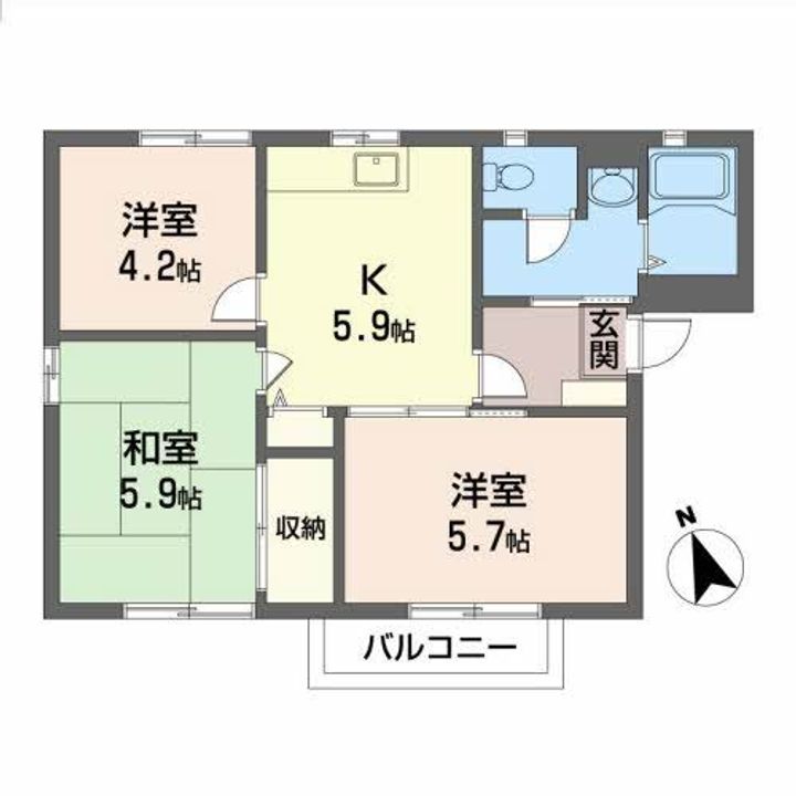 福島県二本松市竹田2(アパート)の賃貸物件の間取り