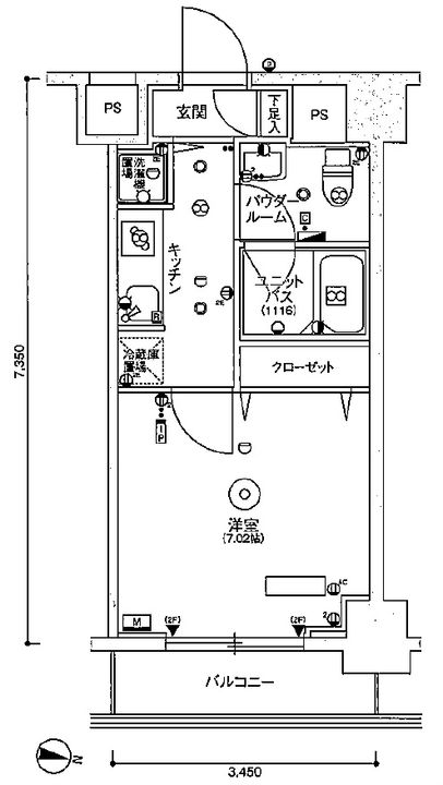 スカイコートパレス大島の間取り