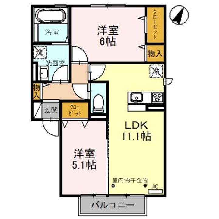 埼玉県入間郡毛呂山町平山3(アパート)の賃貸物件の間取り