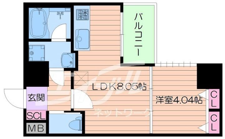 大阪府大阪市中央区材木町(マンション)の賃貸物件の間取り