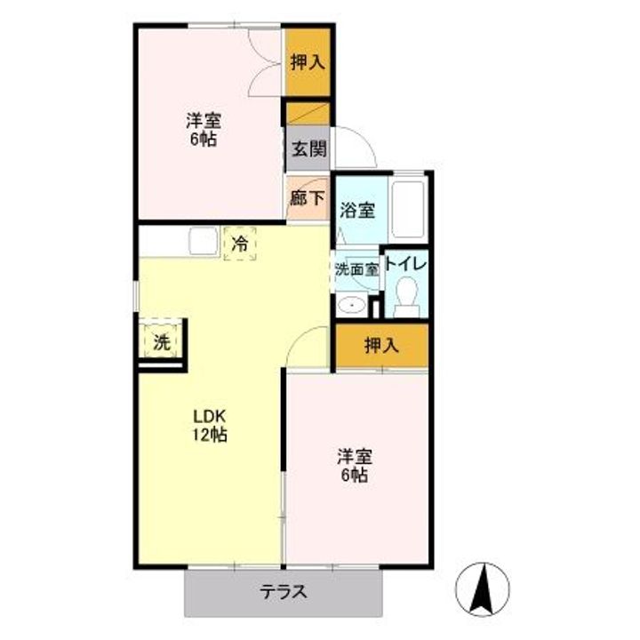 栃木県宇都宮市砥上町(アパート)の賃貸物件の間取り