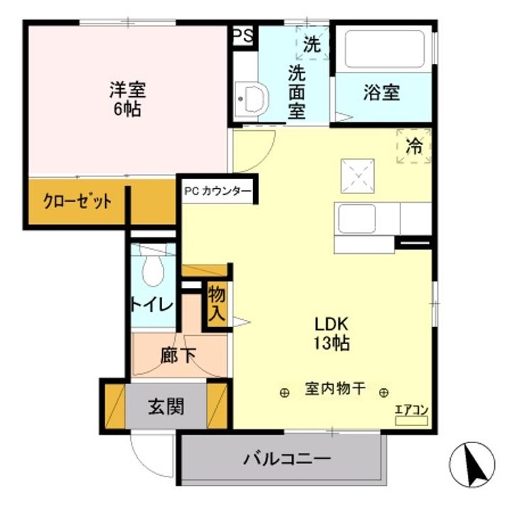 茨城県結城市みどり町1(アパート)の賃貸物件の間取り