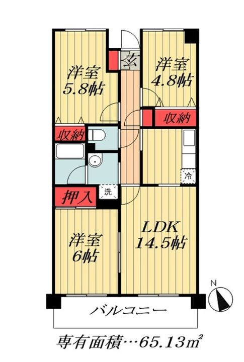 千葉県市川市鬼高4(マンション)の賃貸物件の間取り