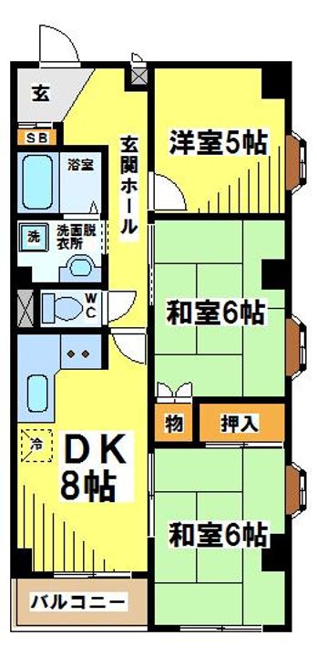 東京都調布市飛田給1(マンション)の賃貸物件の間取り