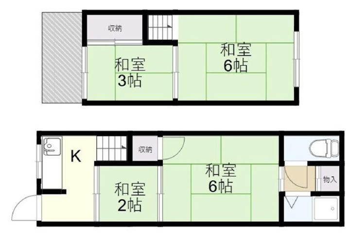 大阪府大阪市東住吉区住道矢田1(一戸建)の賃貸物件の間取り