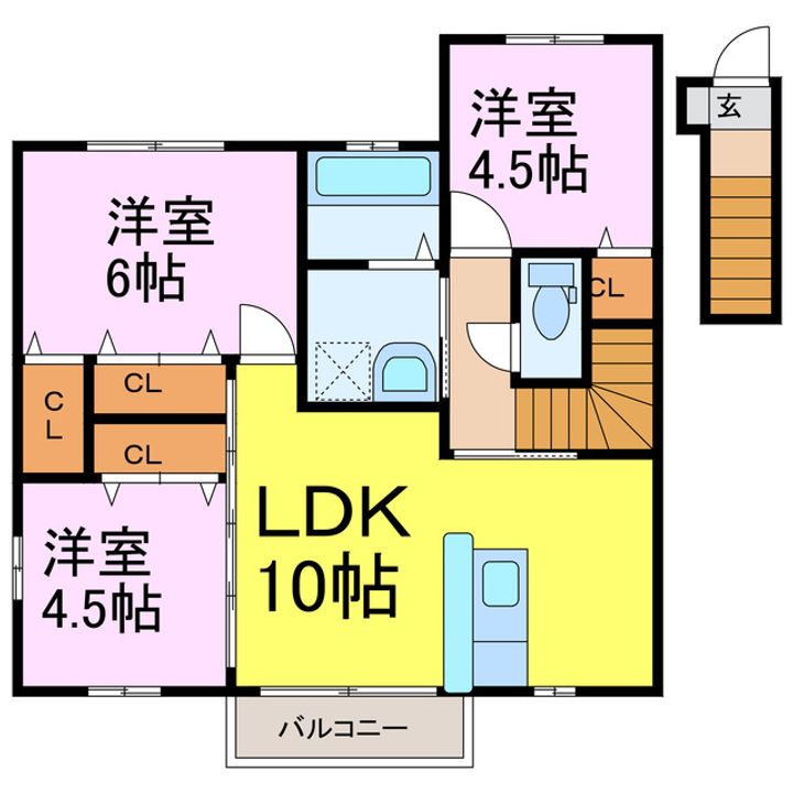 茨城県古河市諸川(アパート)の賃貸物件の間取り