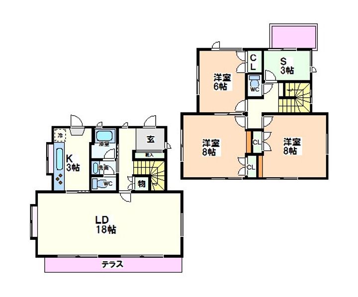 東京都国立市東3(一戸建)の賃貸物件の間取り