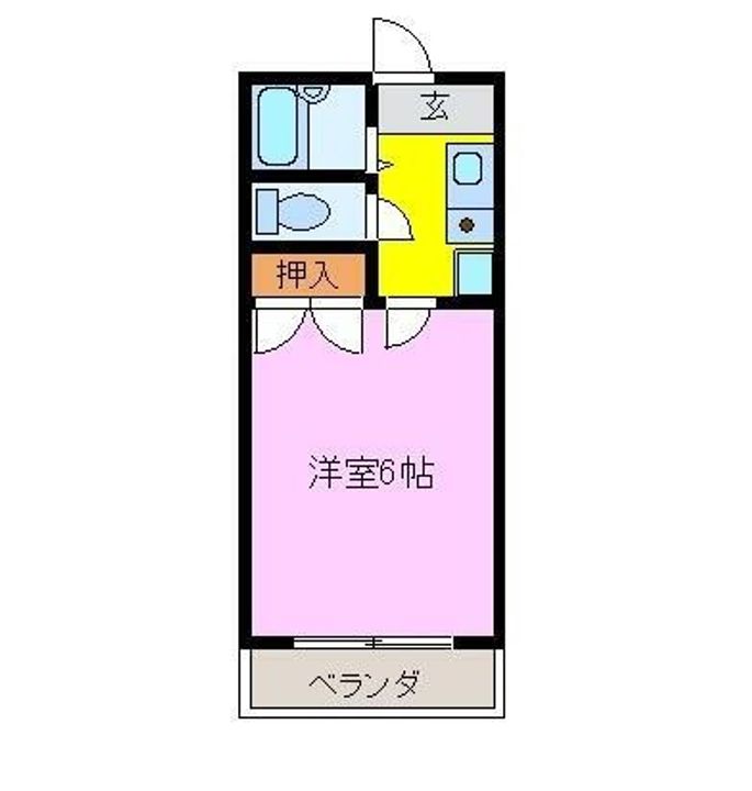 そよ風5番館 1Kの間取り