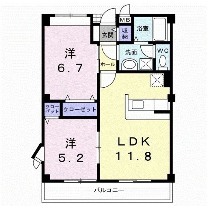 福岡県北九州市門司区黒川西1(アパート)の賃貸物件の間取り