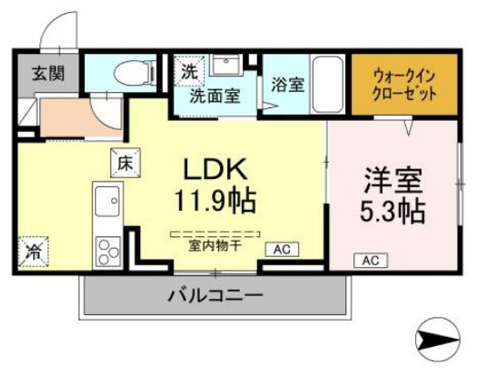 徳島県徳島市沖浜町居屋敷(アパート)の賃貸物件の間取り