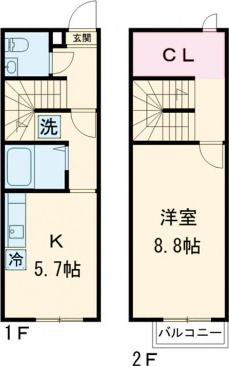 栃木県宇都宮市城東1(アパート)の賃貸物件の間取り