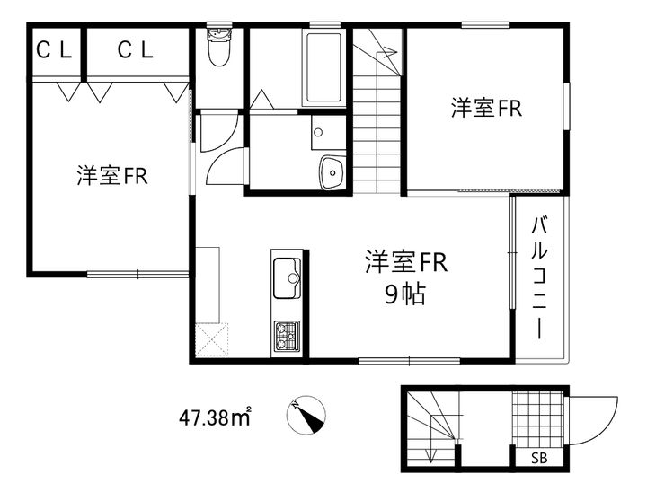 カリン上沢フロントの間取り