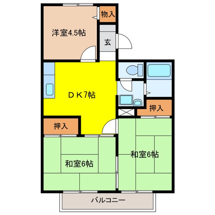 岐阜県各務原市鵜沼各務原町2(アパート)の賃貸物件の間取り