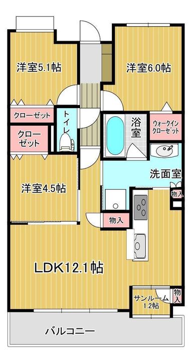 山形県山形市木の実町(マンション)の賃貸物件の間取り