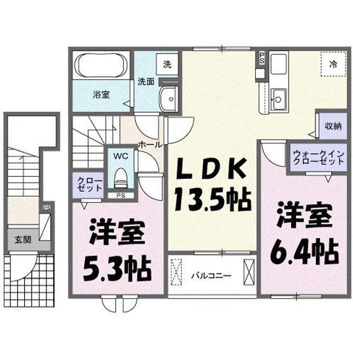 埼玉県北葛飾郡松伏町大字松伏(アパート)の賃貸物件の間取り