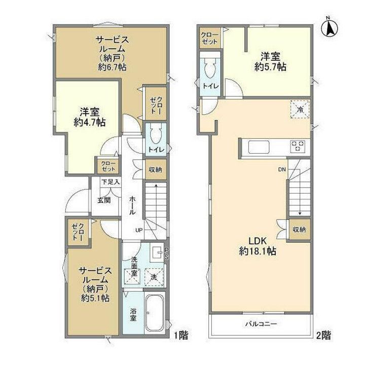 東京都国立市青柳2(一戸建)の賃貸物件の間取り