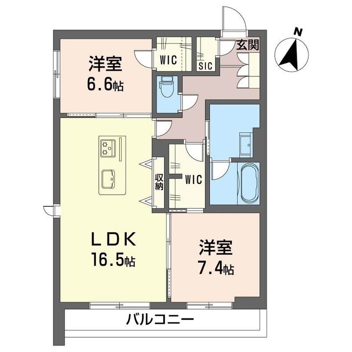 山梨県韮崎市若宮3(マンション)の賃貸物件の間取り