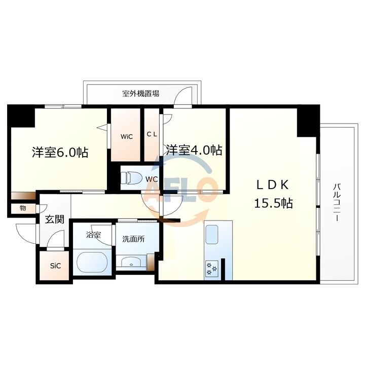 大阪府大阪市西区南堀江4(マンション)の賃貸物件の間取り
