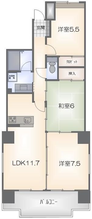 徳島県徳島市北前川町2(マンション)の賃貸物件の間取り