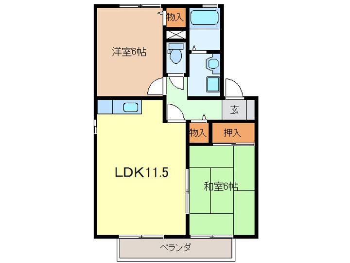 岐阜県岐阜市粟野西6(アパート)の賃貸物件の間取り
