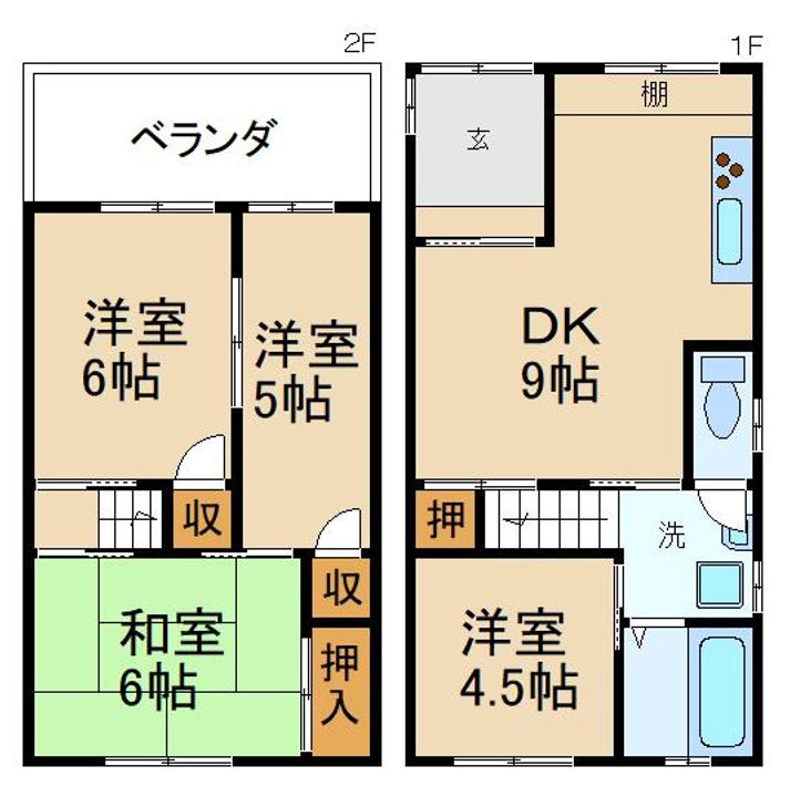 大阪府枚方市南中振2(一戸建)の賃貸物件の間取り