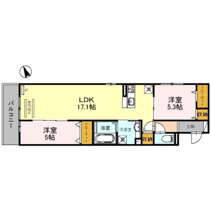 大阪府大阪市住吉区大領5(アパート)の賃貸物件の間取り