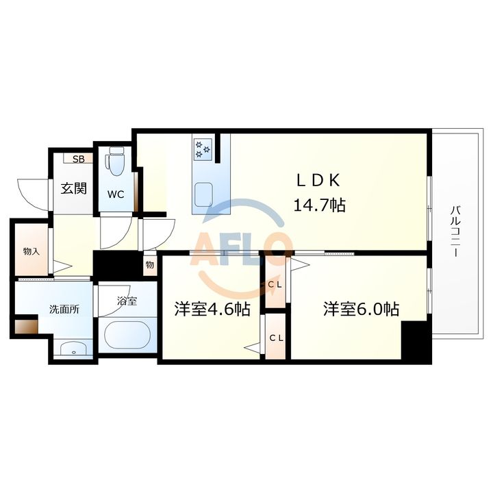 大阪府大阪市西区南堀江4(マンション)の賃貸物件の間取り