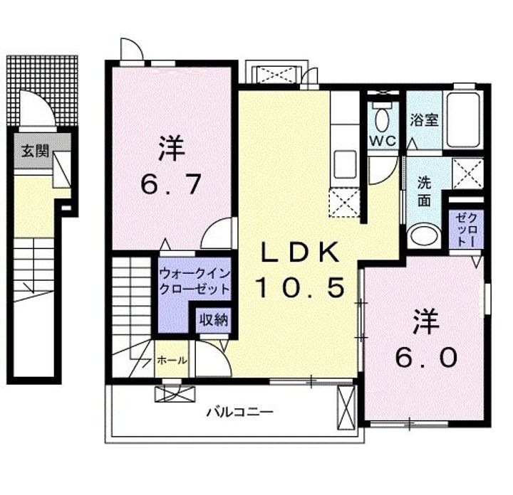 群馬県邑楽郡大泉町大字寄木戸(アパート)の賃貸物件の間取り