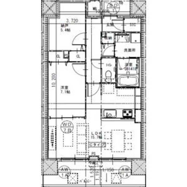 愛知県名古屋市熱田区六番2(マンション)の賃貸物件の間取り
