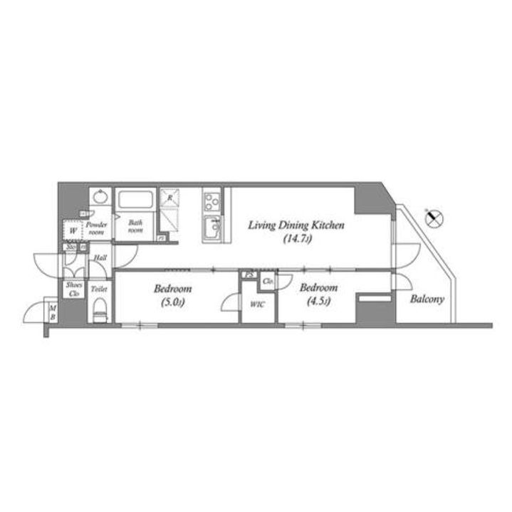 東京都中央区日本橋横山町の賃貸マンションの間取り