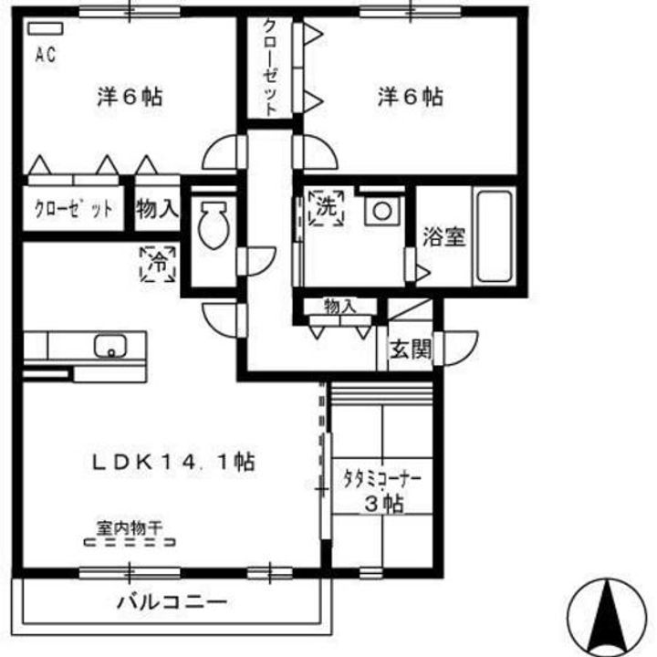 岡山県岡山市北区高柳西町(アパート)の賃貸物件の間取り