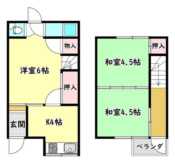 大阪府寝屋川市萱島東2(一戸建)の賃貸物件の間取り