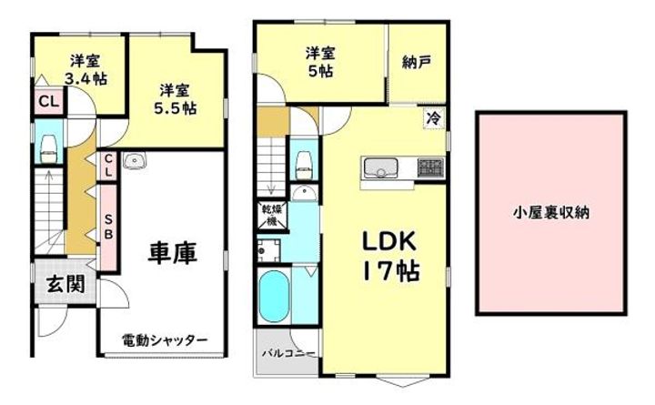 大阪府門真市小路町(一戸建)の賃貸物件の間取り