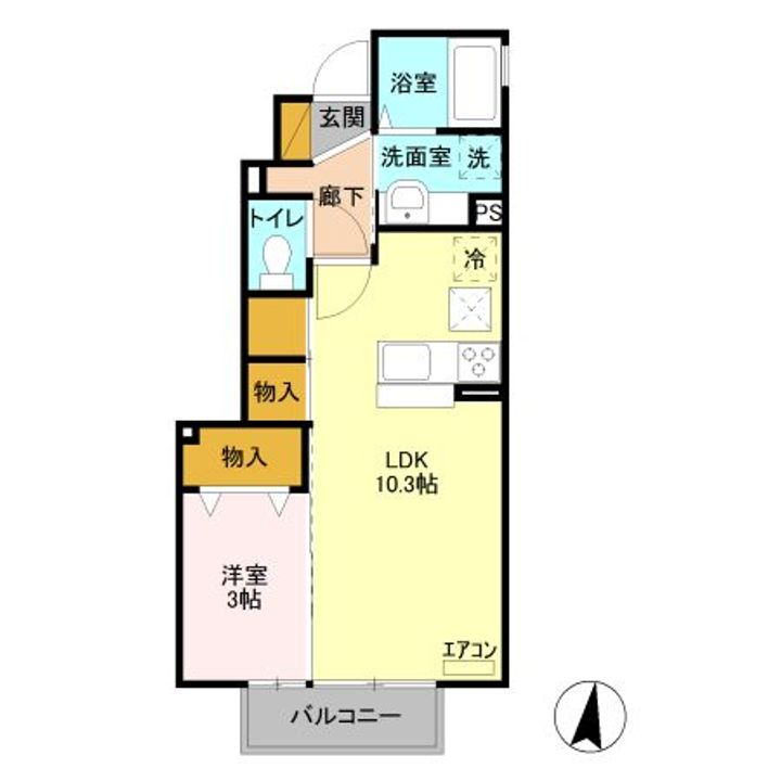 栃木県宇都宮市鶴田町(アパート)の賃貸物件の間取り