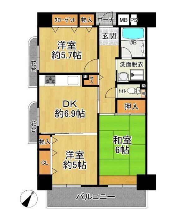 埼玉県狭山市新狭山3(マンション)の賃貸物件の間取り