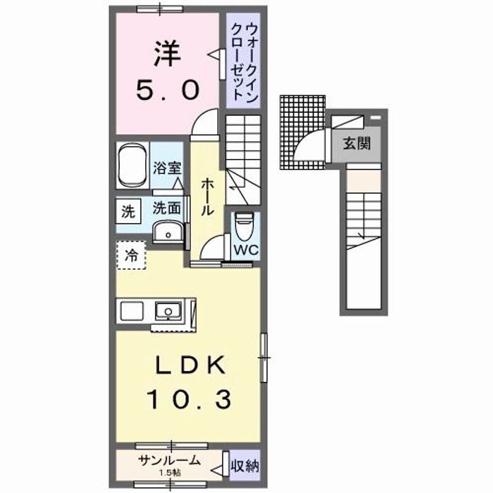 群馬県前橋市文京町1(アパート)の賃貸物件の間取り