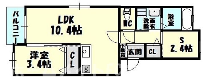 福岡県糟屋郡志免町南里4(マンション)の賃貸物件の間取り