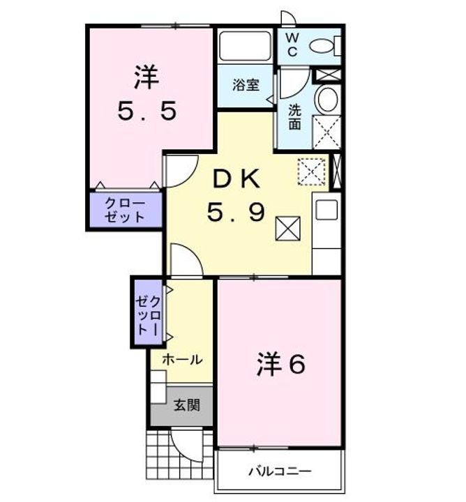埼玉県熊谷市石原(アパート)の賃貸物件の間取り