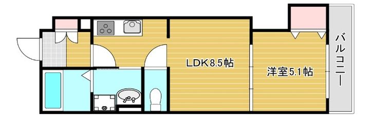 大阪府東大阪市大蓮東1(アパート)の賃貸物件の間取り